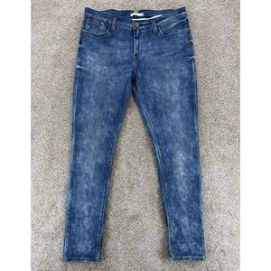Levi's 711 Skinny Jeans‎ Women's 32 Blue Maui Watercolor Acid Wash Marbled Denim